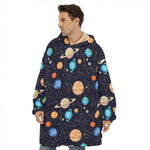 Constellations And Planets Pattern Print Hoodie Blanket