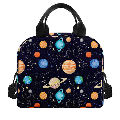 Constellations And Planets Pattern Print Insulated Lunch Bag