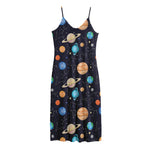 Constellations And Planets Pattern Print Jersey Midi Cami Dress