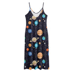 Constellations And Planets Pattern Print Jersey Midi Cami Dress