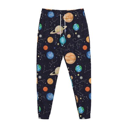 Constellations And Planets Pattern Print Jogger Pants