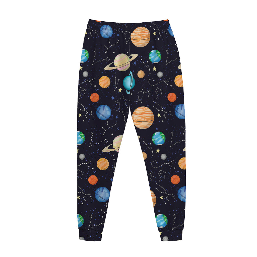 Constellations And Planets Pattern Print Jogger Pants