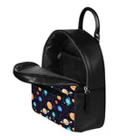 Constellations And Planets Pattern Print Leather Backpack