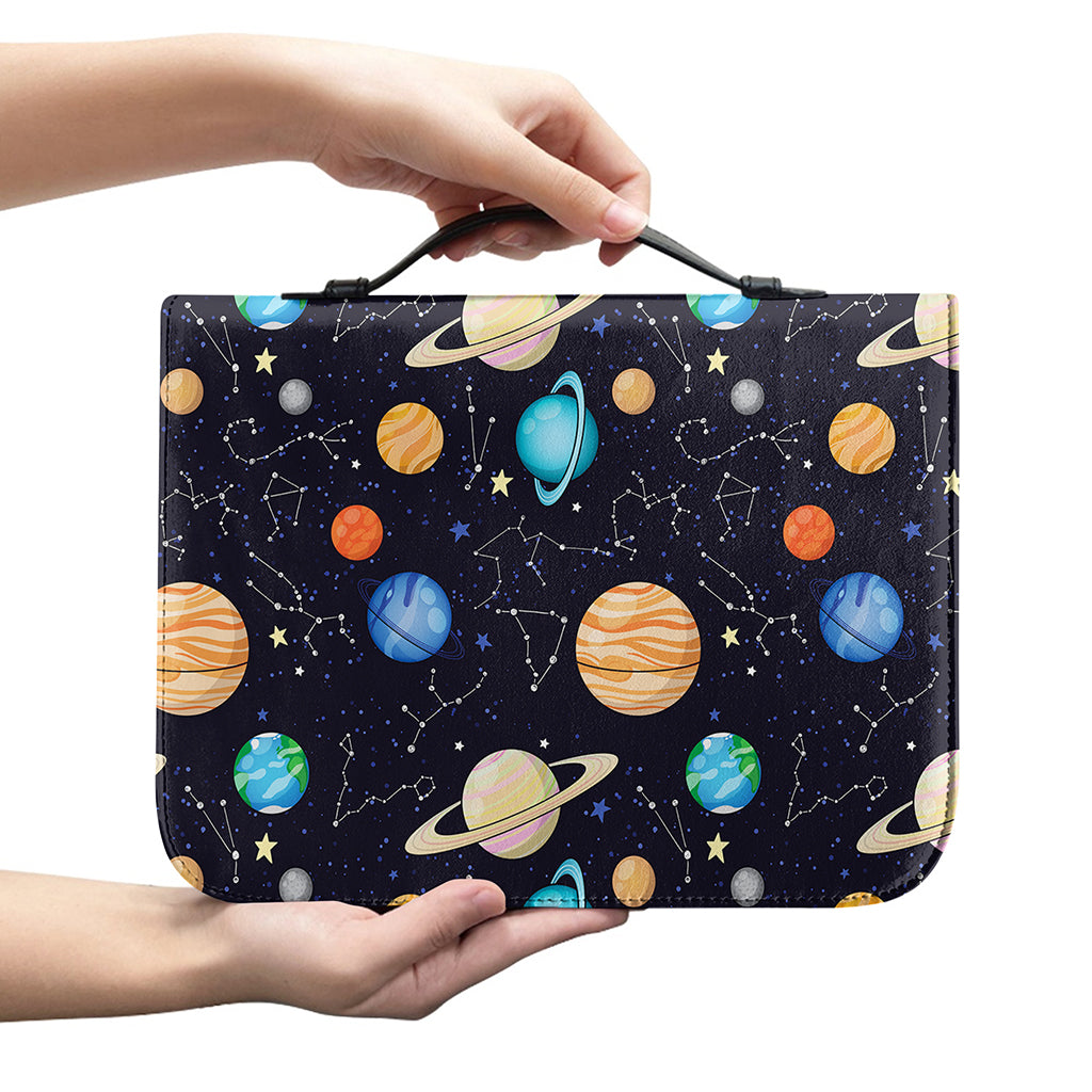 Constellations And Planets Pattern Print Leather Bible Cover