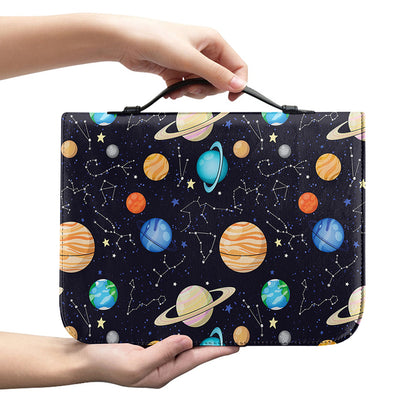 Constellations And Planets Pattern Print Leather Bible Cover