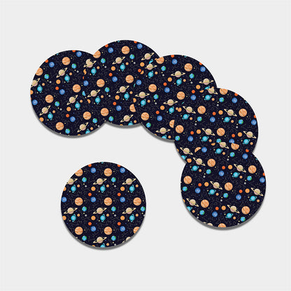 Constellations And Planets Pattern Print Leather Coaster Set