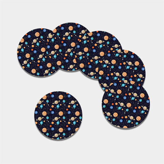 Constellations And Planets Pattern Print Leather Coaster Set