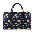 Constellations And Planets Pattern Print Leather Duffel Bag