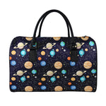 Constellations And Planets Pattern Print Leather Duffle Bag