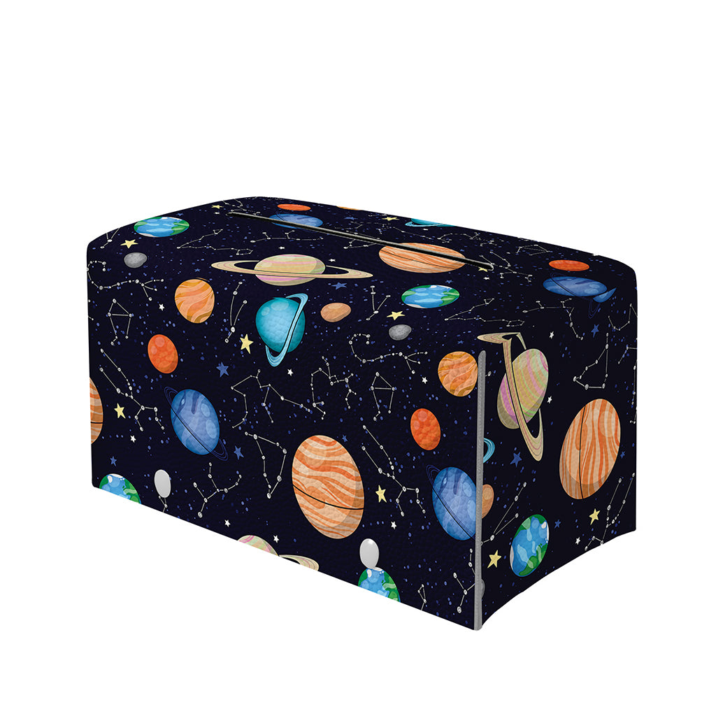 Constellations And Planets Pattern Print Leather Tissue Box Cover