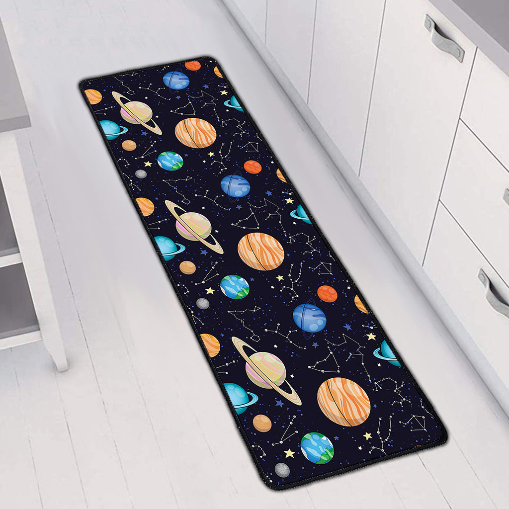 Constellations And Planets Pattern Print Long Kitchen Mat