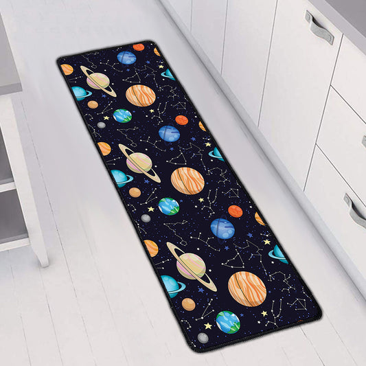 Constellations And Planets Pattern Print Long Kitchen Mat