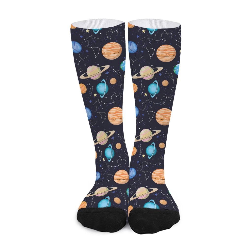 Constellations And Planets Pattern Print Long Socks