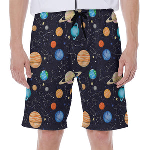 Constellations And Planets Pattern Print Men's Beach Shorts