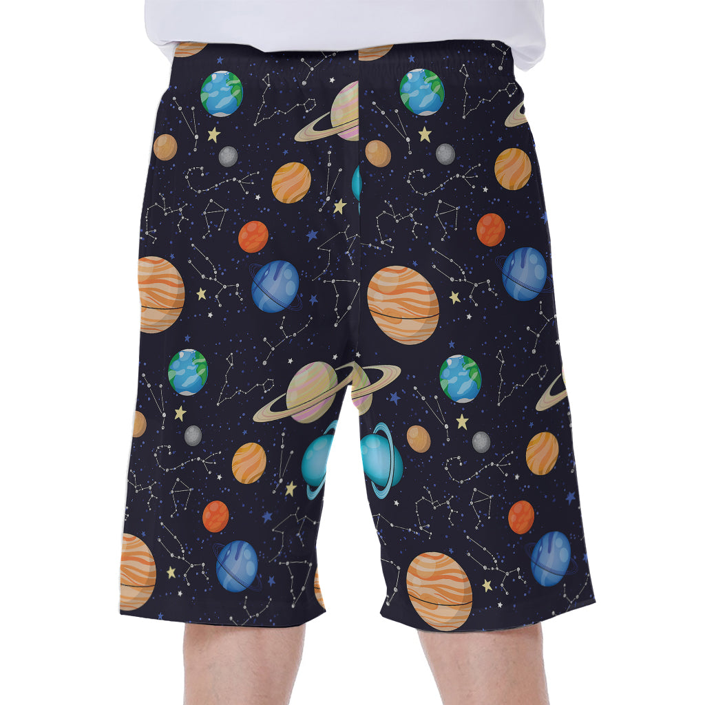 Constellations And Planets Pattern Print Men's Beach Shorts