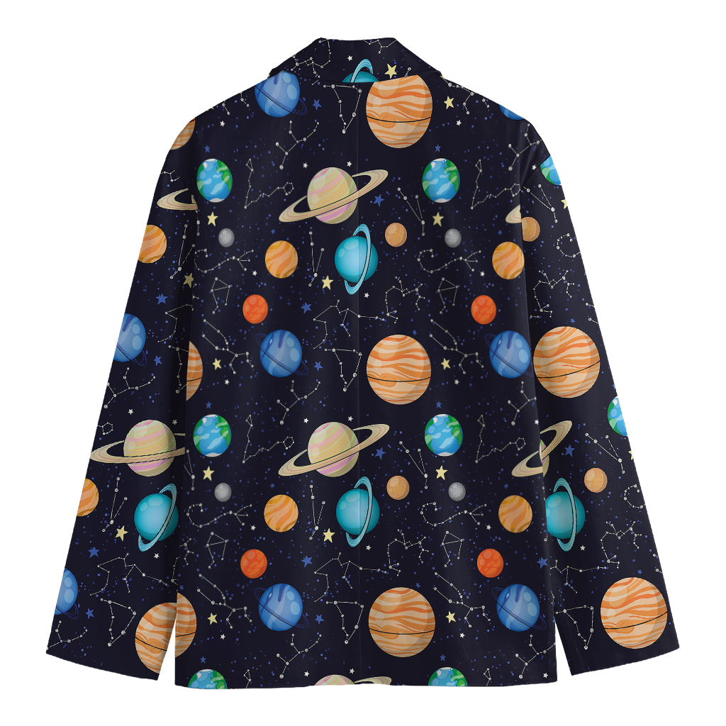 Constellations And Planets Pattern Print Men's Blazer