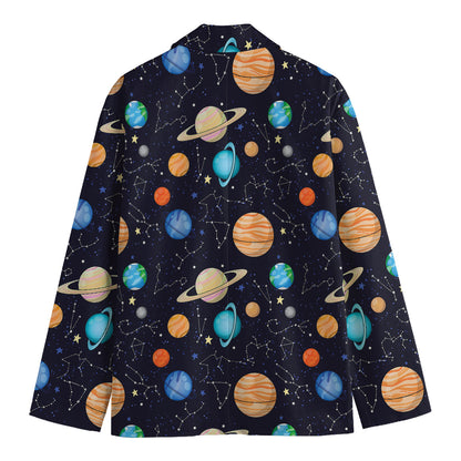 Constellations And Planets Pattern Print Men's Blazer