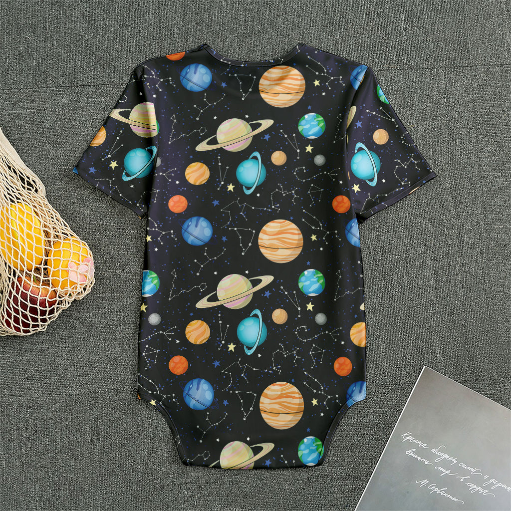Constellations And Planets Pattern Print Men's Bodysuit