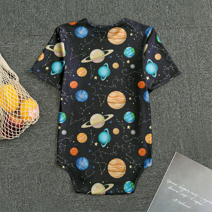Constellations And Planets Pattern Print Men's Bodysuit