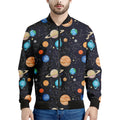 Constellations And Planets Pattern Print Men's Bomber Jacket