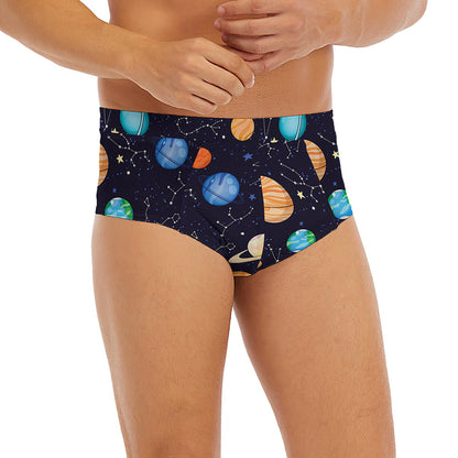 Constellations And Planets Pattern Print Men's Briefs