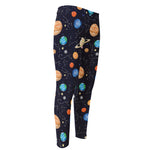 Constellations And Planets Pattern Print Men's Compression Pants