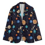 Constellations And Planets Pattern Print Men's Cotton Blazer