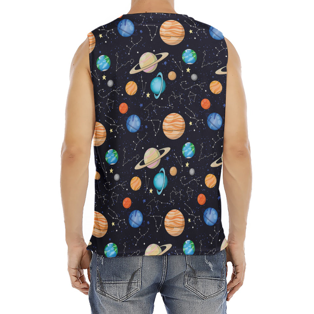 Constellations And Planets Pattern Print Men's Fitness Tank Top