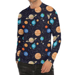 Constellations And Planets Pattern Print Men's Long Sleeve Rash Guard