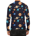 Constellations And Planets Pattern Print Men's Long Sleeve Rash Guard