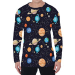 Constellations And Planets Pattern Print Men's Long Sleeve T-Shirt