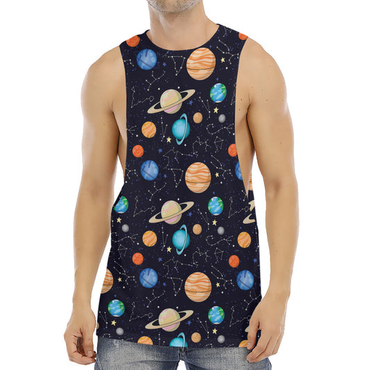 Constellations And Planets Pattern Print Men's Muscle Tank Top