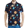 Constellations And Planets Pattern Print Men's Polo Shirt