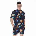 Constellations And Planets Pattern Print Men's Romper