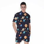 Constellations And Planets Pattern Print Men's Rompers