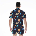 Constellations And Planets Pattern Print Men's Rompers