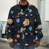 Constellations And Planets Pattern Print Men's Shirt Jacket