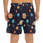Constellations And Planets Pattern Print Men's Split Running Shorts
