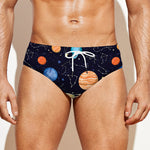 Constellations And Planets Pattern Print Men's Swim Briefs