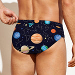 Constellations And Planets Pattern Print Men's Swim Briefs
