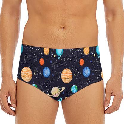 Constellations And Planets Pattern Print Men's Triangle Swim Briefs