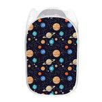 Constellations And Planets Pattern Print Mesh Laundry Hamper