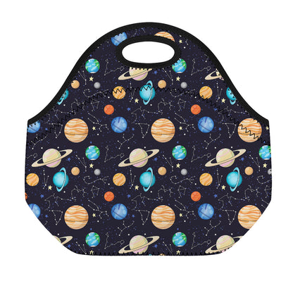 Constellations And Planets Pattern Print Neoprene Lunch Bag