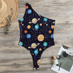 Constellations And Planets Pattern Print One Shoulder Bodysuit