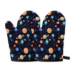 Constellations And Planets Pattern Print Oven Mitts