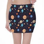Constellations And Planets Pattern Print Pencil Mini Skirt