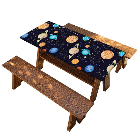 Constellations And Planets Pattern Print Picnic Table Cover