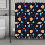 Constellations And Planets Pattern Print Polyester Shower Curtain
