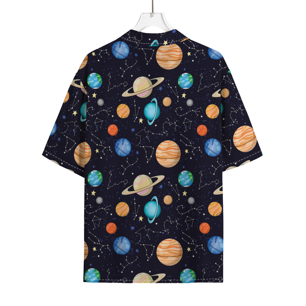 Constellations And Planets Pattern Print Rayon Hawaiian Shirt