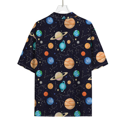 Constellations And Planets Pattern Print Rayon Hawaiian Shirt